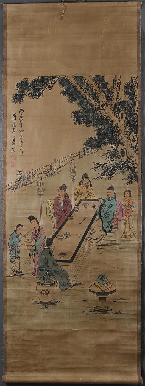 RULLMÅLNING, skulptural scen, Kina, 1800/1900-tal.