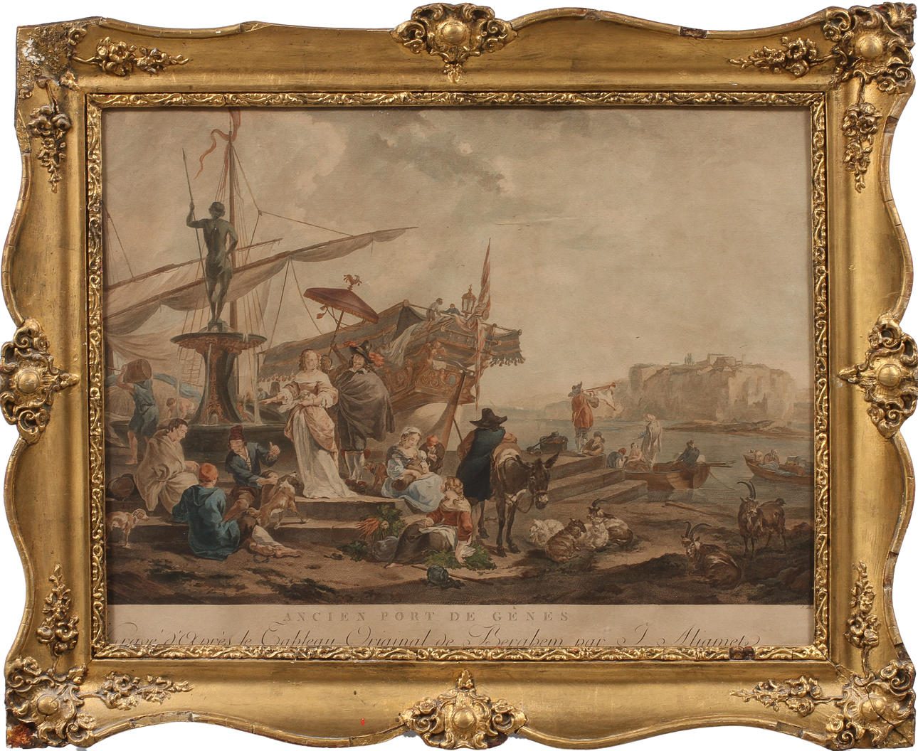 KOPPARSTICK, kolorerat, 1700/1800-tal.