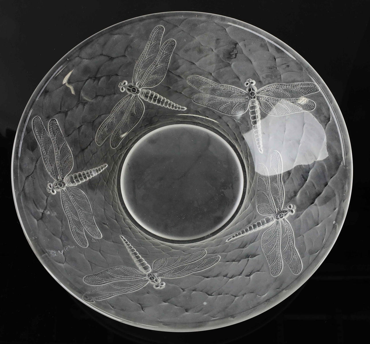 DISH, glass, Art Deco, dragonflies, possibly Josef Inwald, Barolac