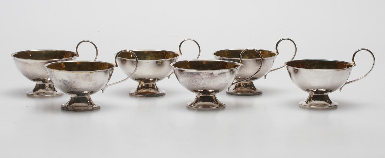 PUNCHBÄGARE 6 st, silver, Ceson, 1900-tal, total vikt 183 g.