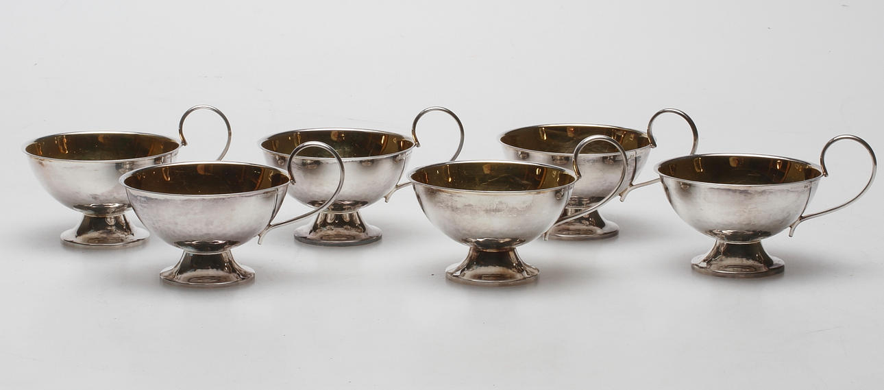 PUNCHBÄGARE, 6 st. Silver. Ceson. Total vikt ca 183.8 g.