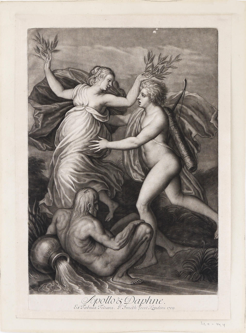 J. SMITH. ”Apollo och Daphne”, akvatint, 1708.