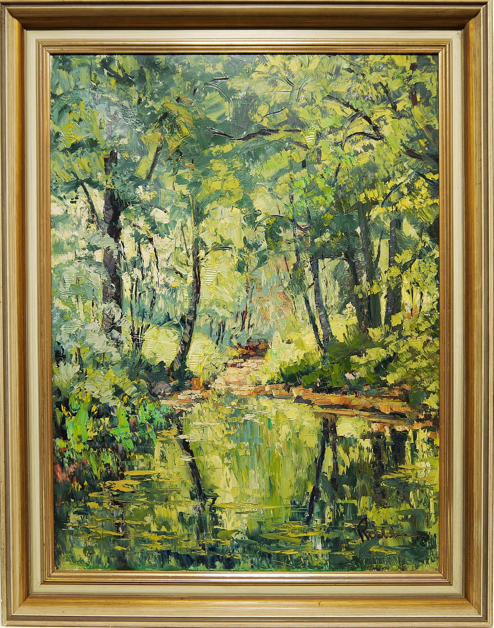 UNBEKANNTER KÜNSTLER. ”Wald”, spatelverk på duk, otydligt signerad.