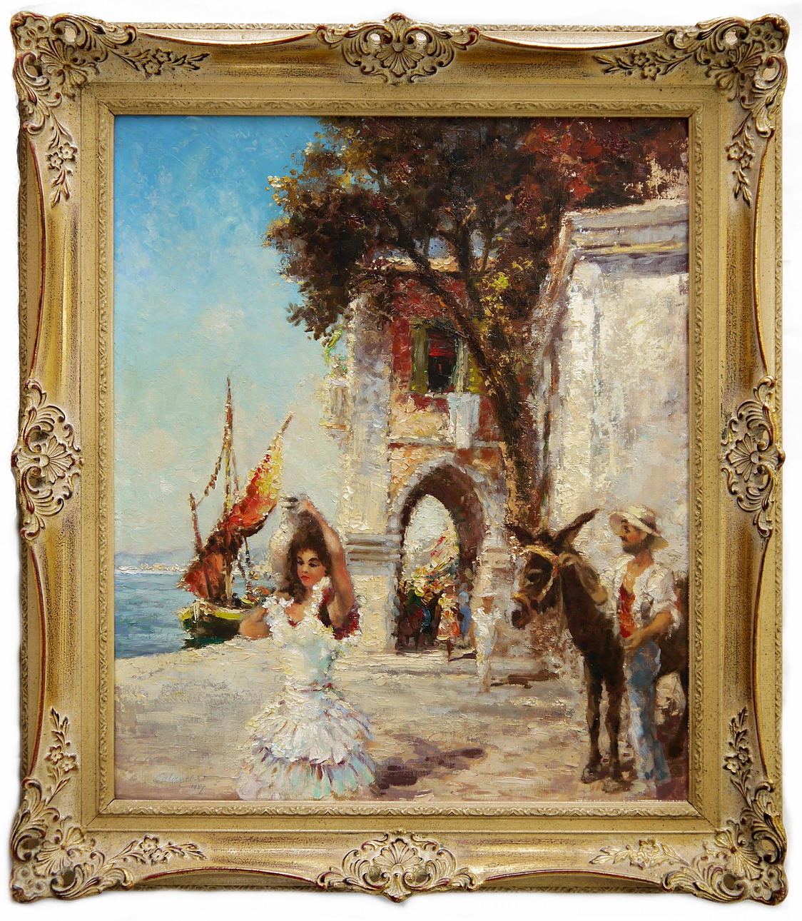 CALANDRÉ, GIOVANNI. ”Costa Brava”, olja på duk, signerad. fram höger.