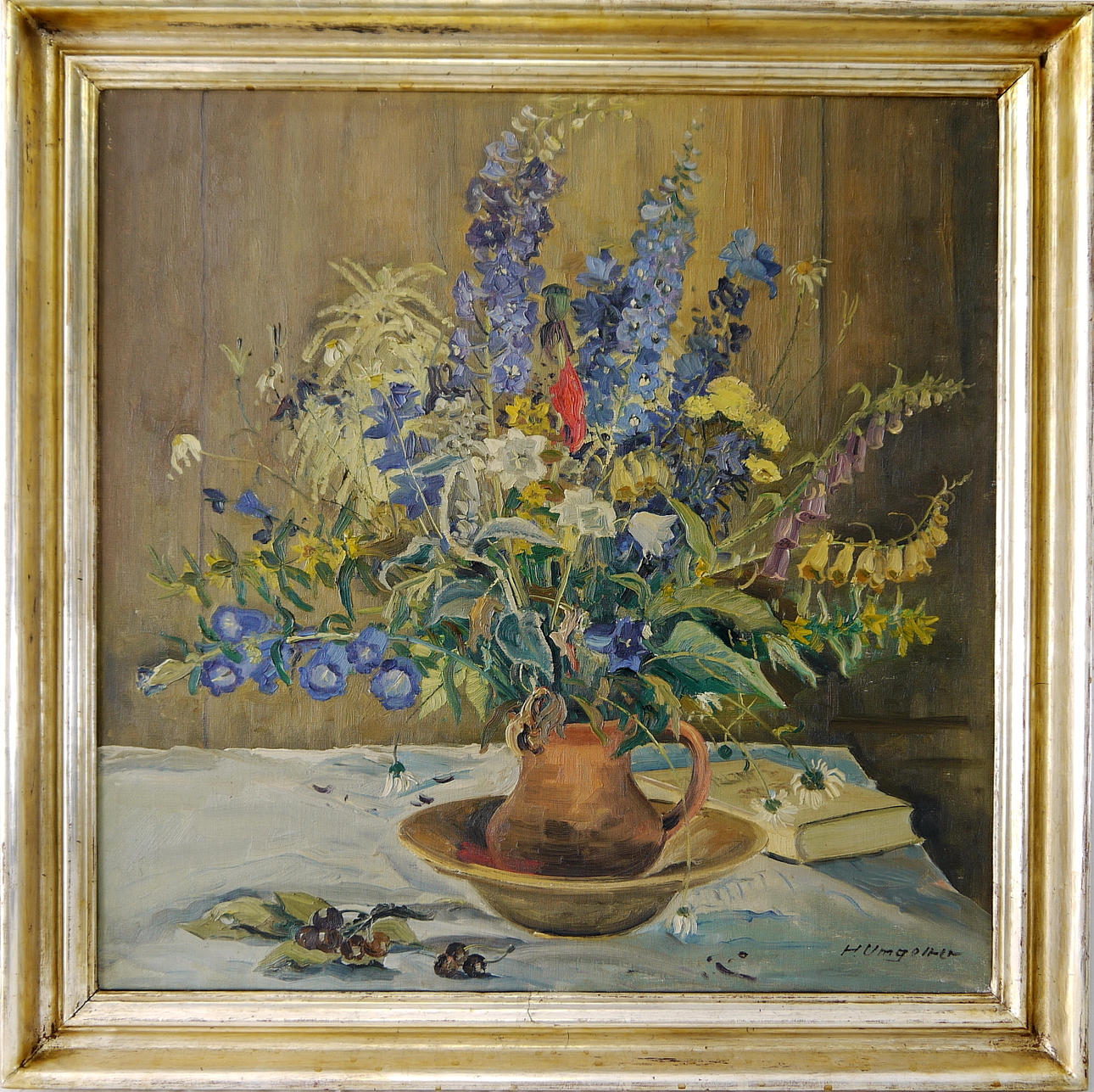 UMGELTER, HERMANN LUDWIG. ”Blommornas stilleben”, olja på duk, signerad. nere till höger.