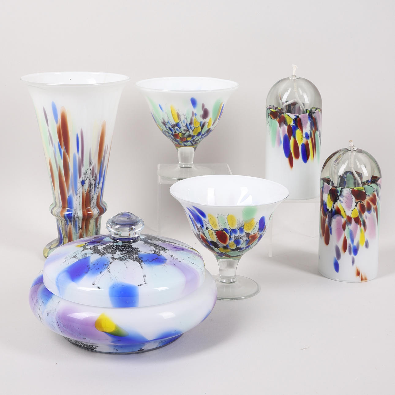 GLASS OBJECTS, 6 pcs, Richartz art collection.