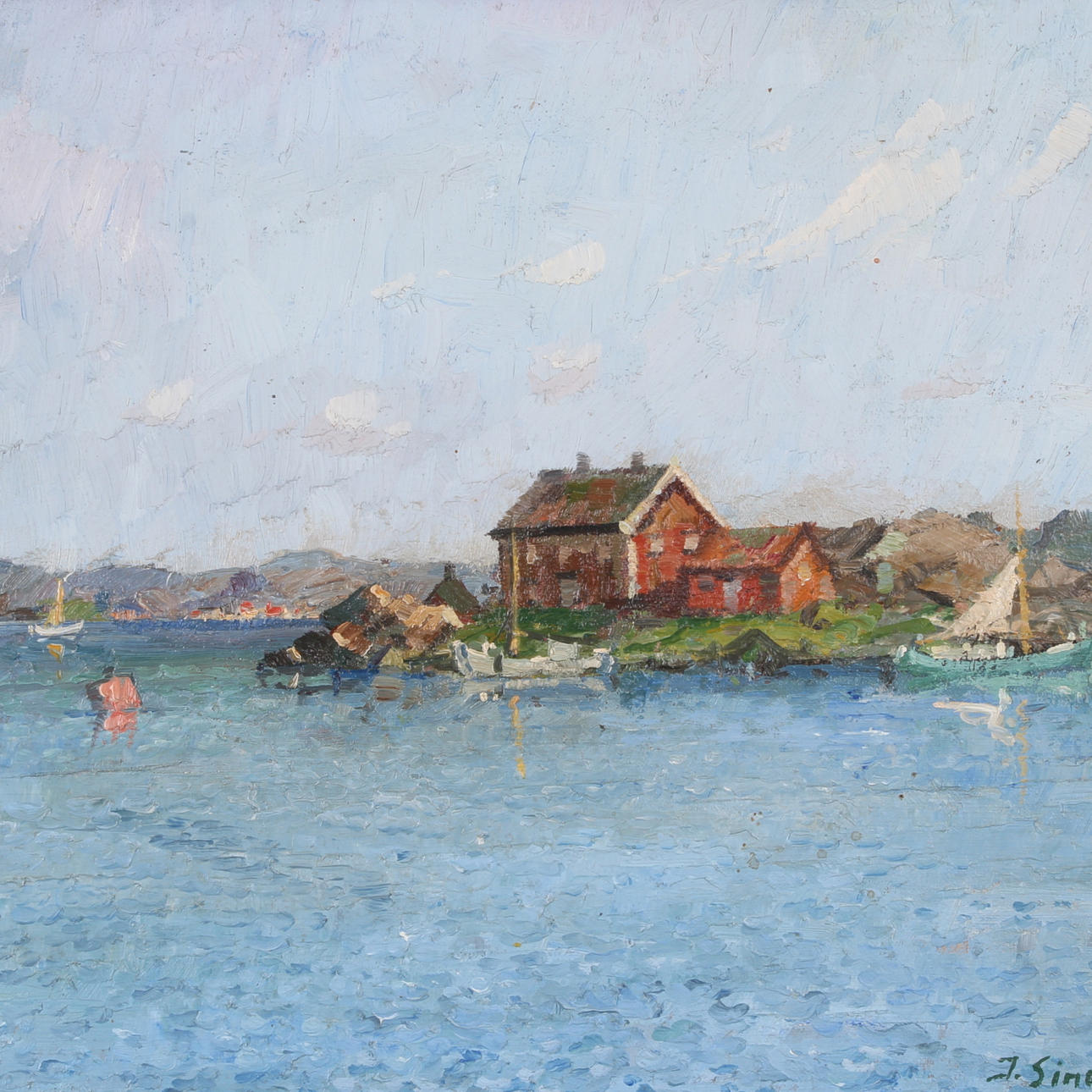 JENS SINDING CHRISTENSEN. Olja på duk, "Lysekil", signerad samt daterad -32.