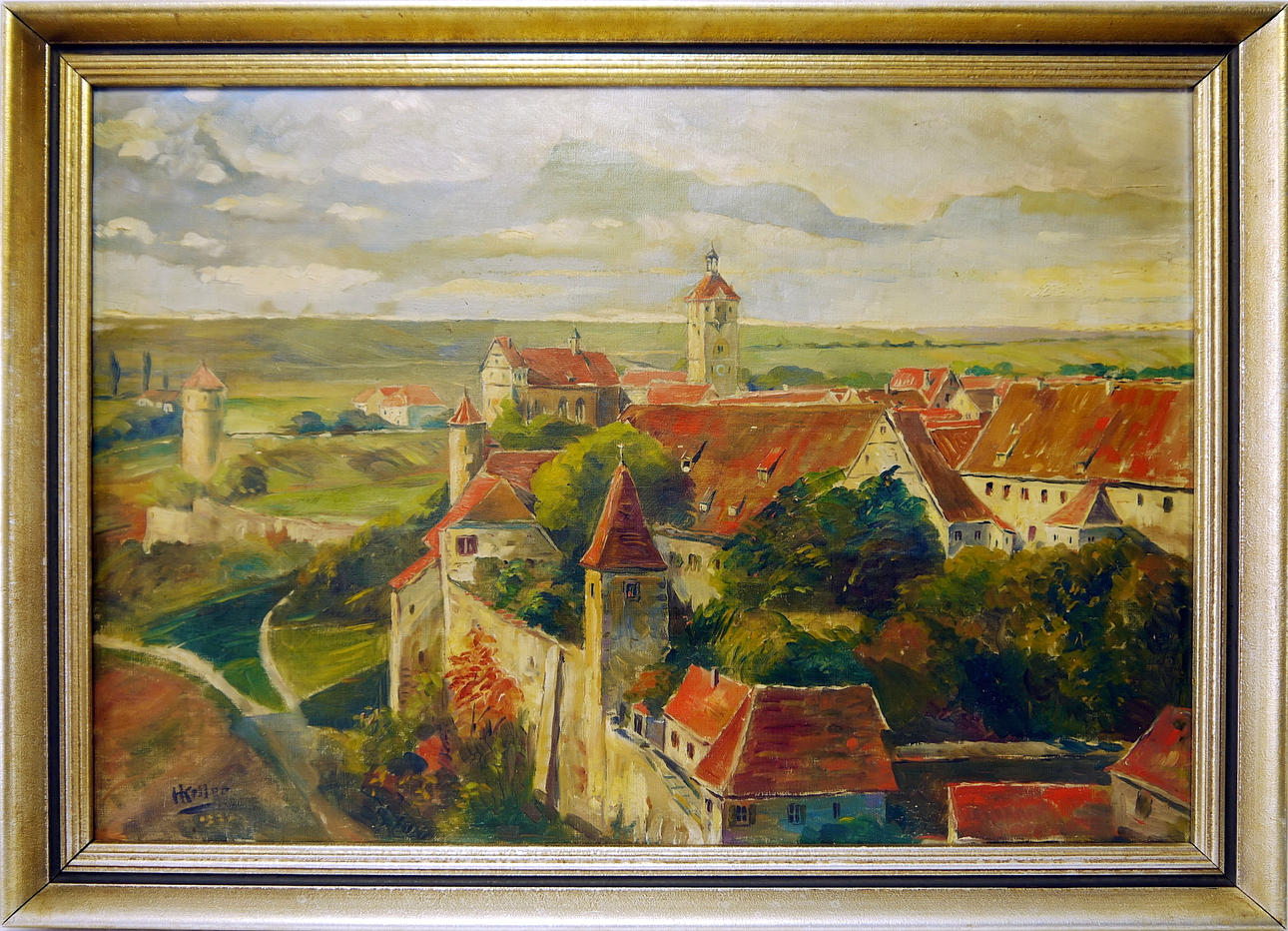 KELLER, H. ”Häuser”, olja på duk.