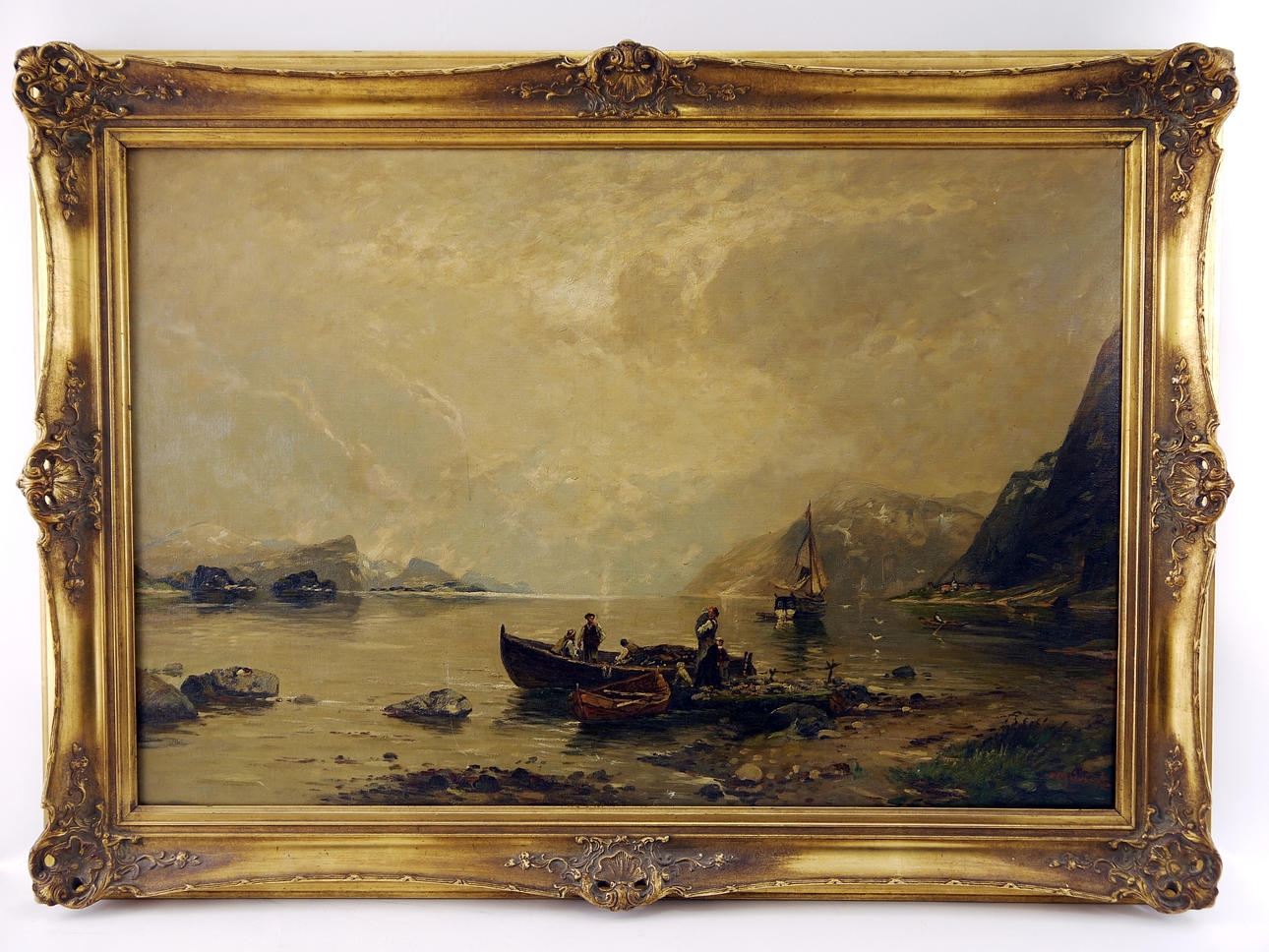 ADOLF RHEINERT. ”Wide fjord landscape” otydligt signerad, olja på duk.