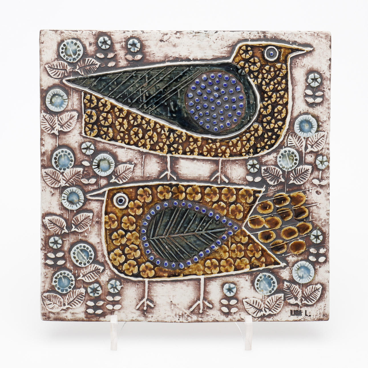 LISA LARSON. WALL PLAQUE, BIRDS, GUSTAVSBERG.