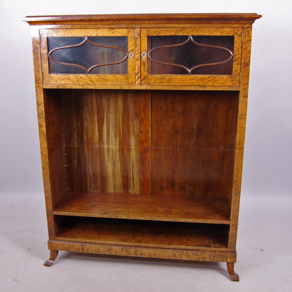 BOKHYLLA MED SKÅP, björk, 1930-tal.