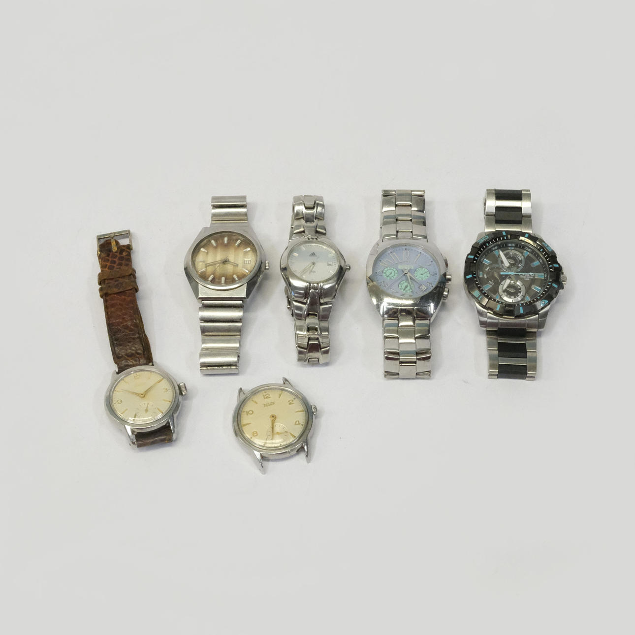 SIX BRACELET WATCHES, INCLUDING TISSOT.