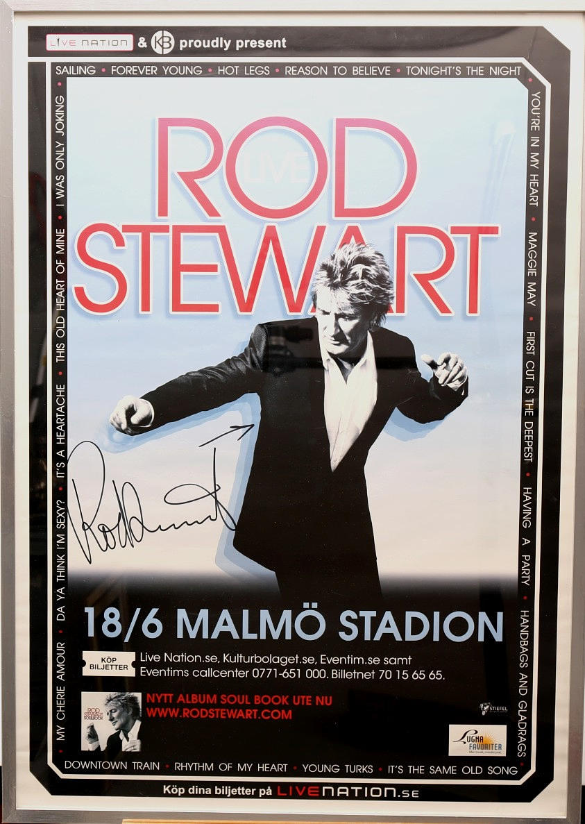 ROD STEWART, concert poster, signed, Malmö stadium.