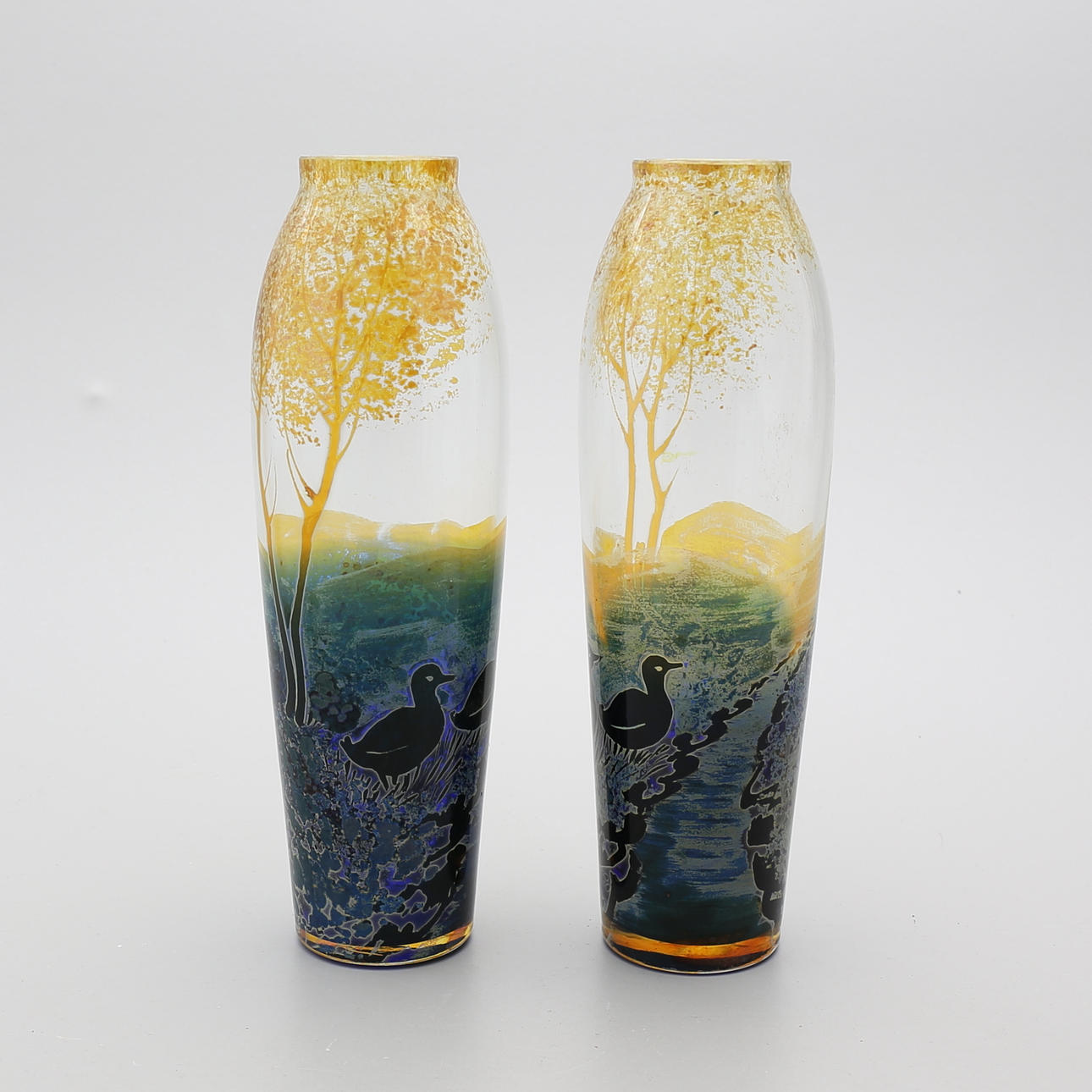 VASER, ett par, glas, tidigt 1900-tal.