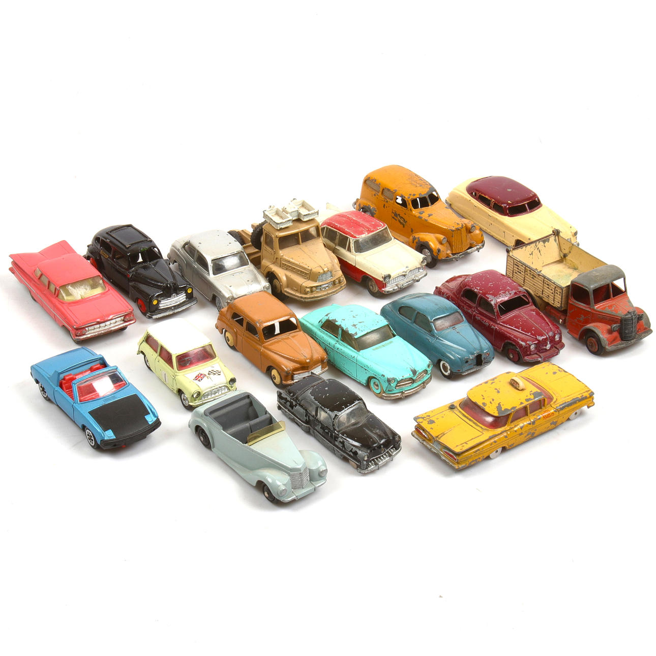 MODELLAUTOS, Blech, 17 Stück, Tekno/Corgi/Dinky Toys.