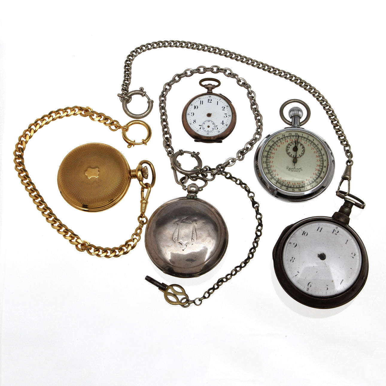 FICKUR, 3 st, tidtagarur och fickursfodral medföljer.