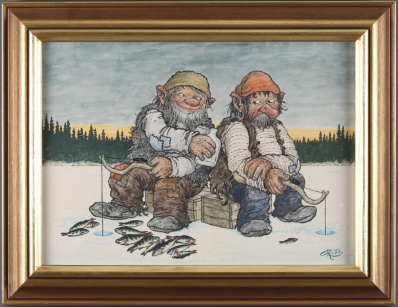 ROLF LIDBERG. Fiskelycka, akvarell, signerad och daterad -77.