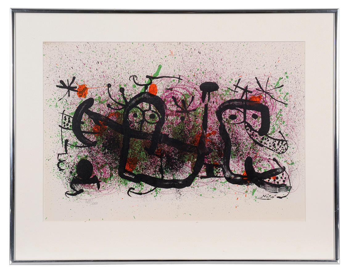 JOAN MIRO, "MA DE PROVERBIS". Litografi, katalog raisonné 676, exemplar 689/1000, galleriram med passepartout.