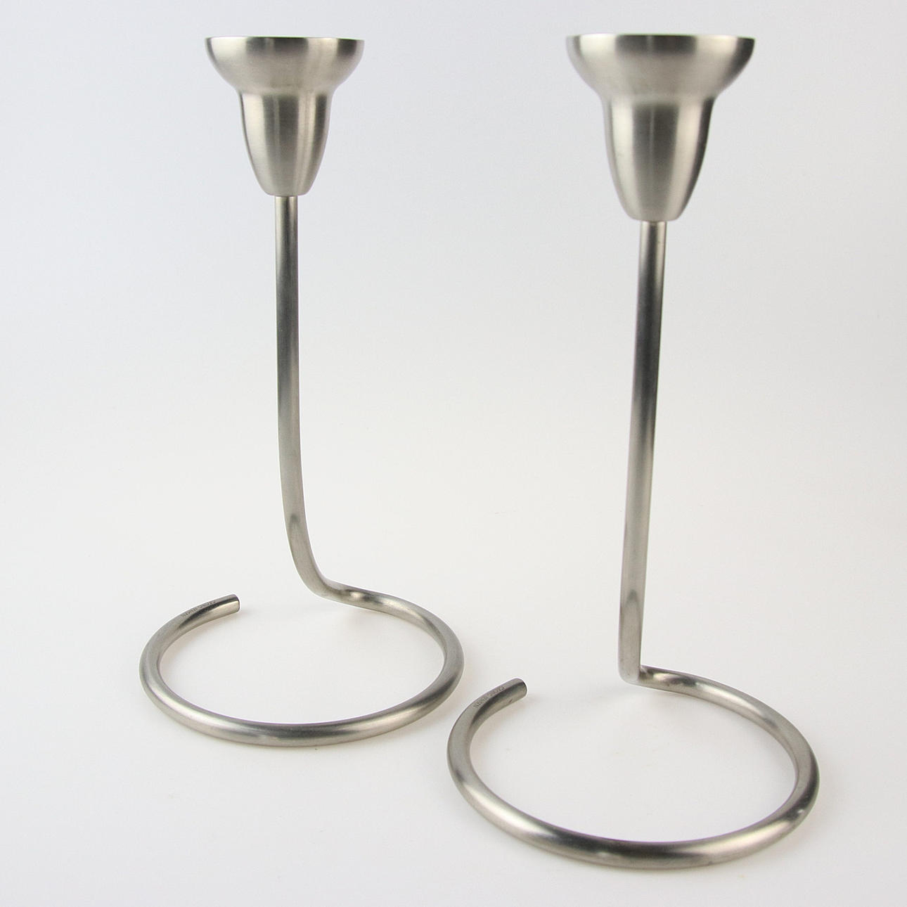GEORG JENSEN. Candlesticks, 1 pair, "Swing", stainless steel, 2000s.