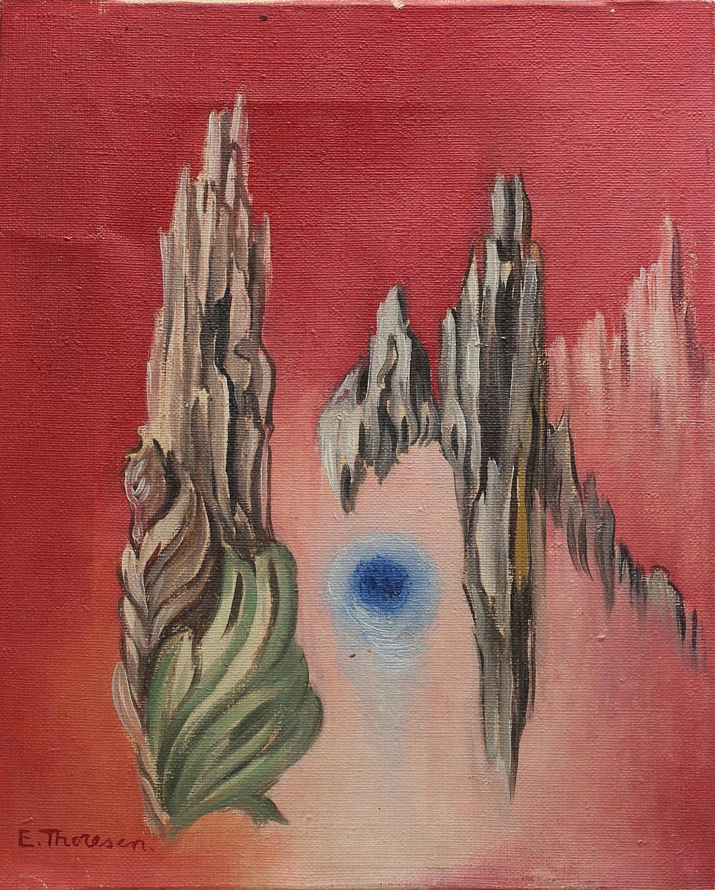 ELSA THORESEN. Komposition, olja på duk, signerad E Thoresen.