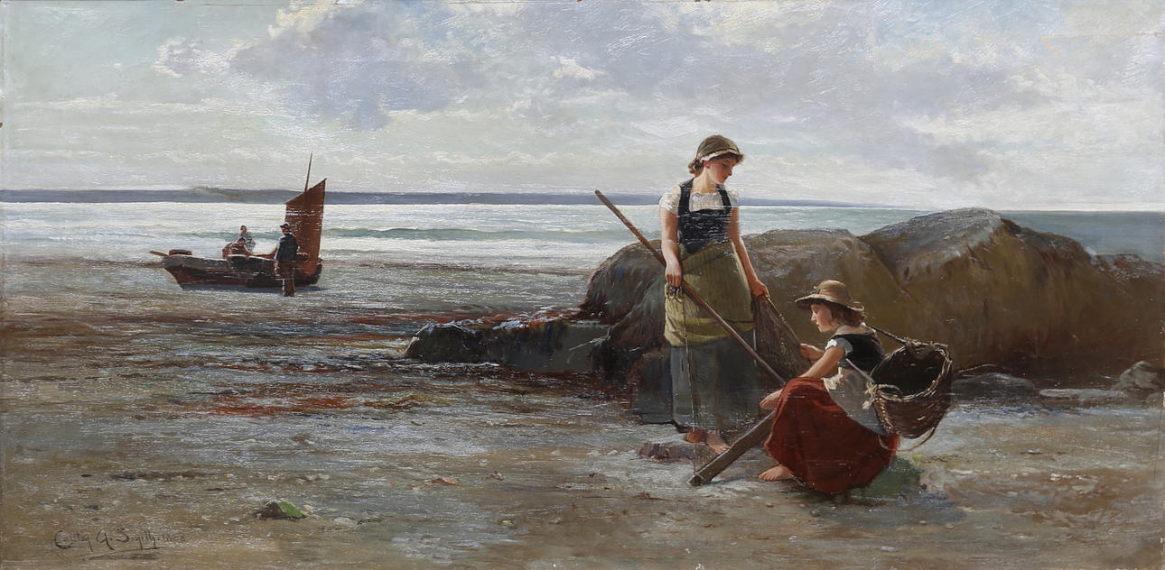 CARLTON ALFRED SMITH. Olja på duk, Musselfiskare, signerad Carlton A Smith och daterad 1888.
