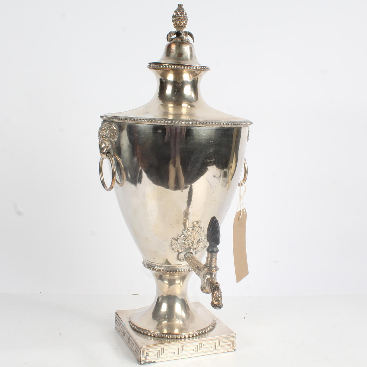 20TH CENTURY SILVER PLATE ON COPPER SAMOVAR.