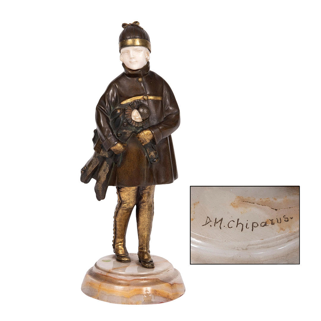 DEMETRE CHIPARUS (ROMANIAN 1886-1947) - ART DECO BRONZE & IVORY FIGURE 'MY PUPPET'.