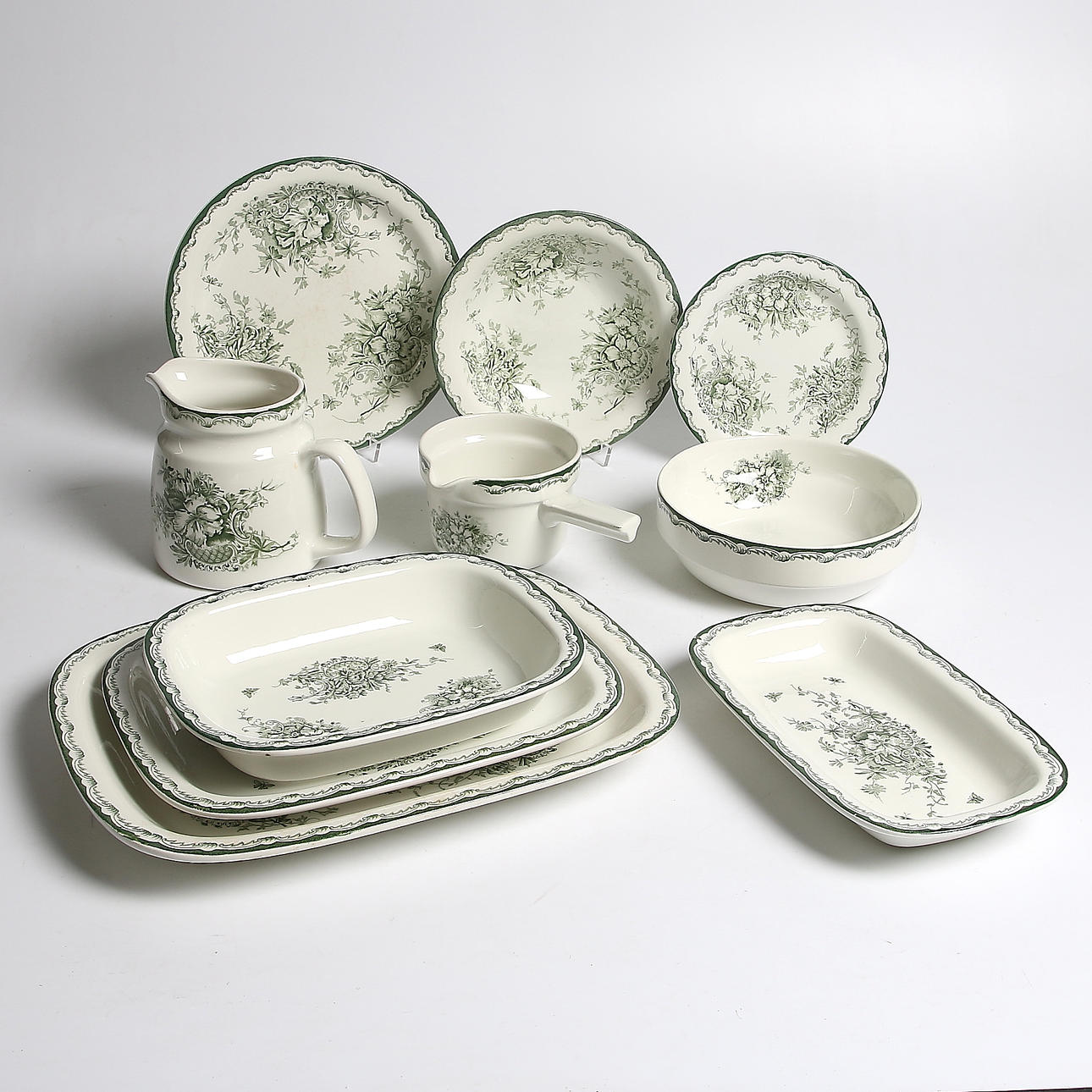 SERVISDELAR, 29 delar, porslin, "Gröna Anna", Rörstrand.