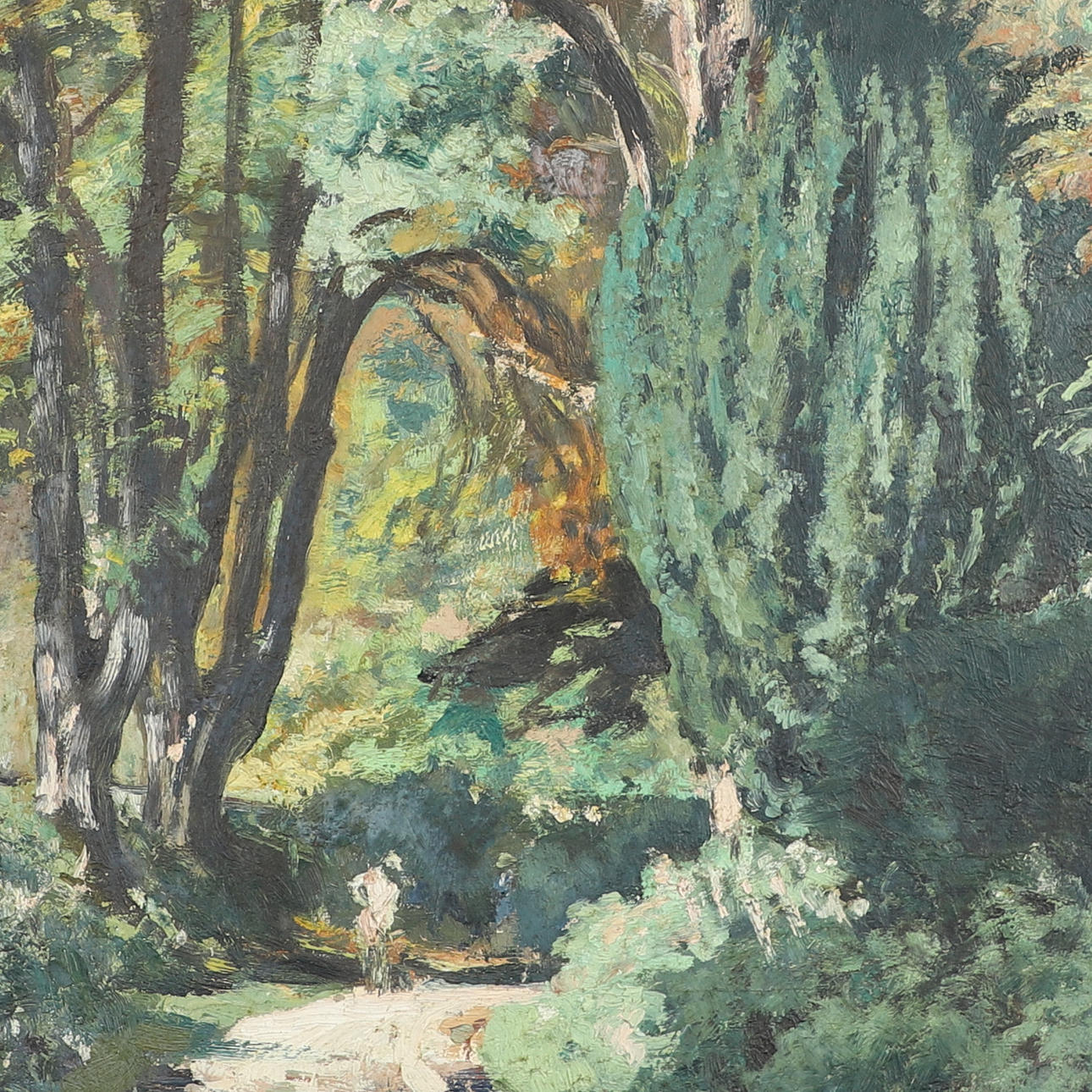SIR DAVID MUIRHEAD BONE (1876-1953). HOUSES AT TWILIGHT; FIGURE ON A LEAFY SUMMER LANE.
