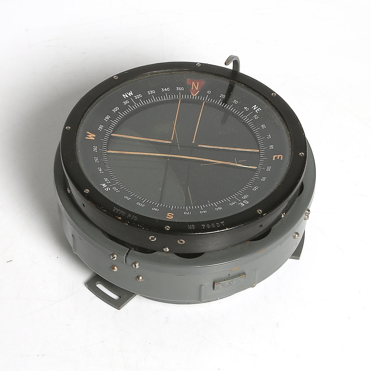 VATTENKOMPASS till SKEPP/UBÅT, metall samt glas, Type "P10", No "7953T", Tre Kronor, 1900-tal.