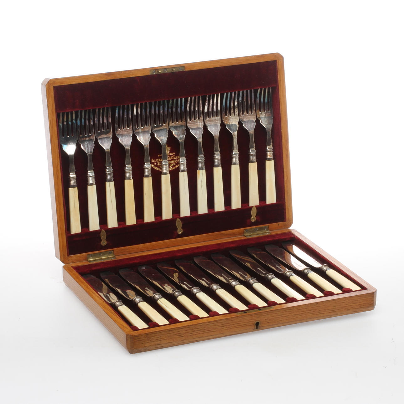 BESTICKSERVIS i originaletui, 24 delar, nysilver, Alexander Clark, England, 18/1900-tal.