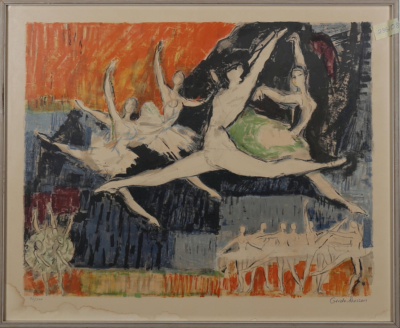 GERDA ÅKESSON. Ballet dancer, lithograph, signed and numbered 95/260.