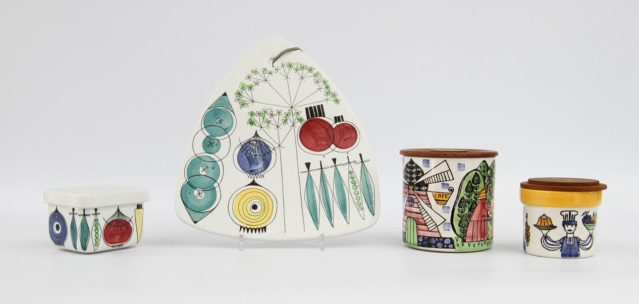 PARTI PORSLIN, 4 delar, "picknick" samt "vår lilla stad", Rörstrand samt Gantofta.