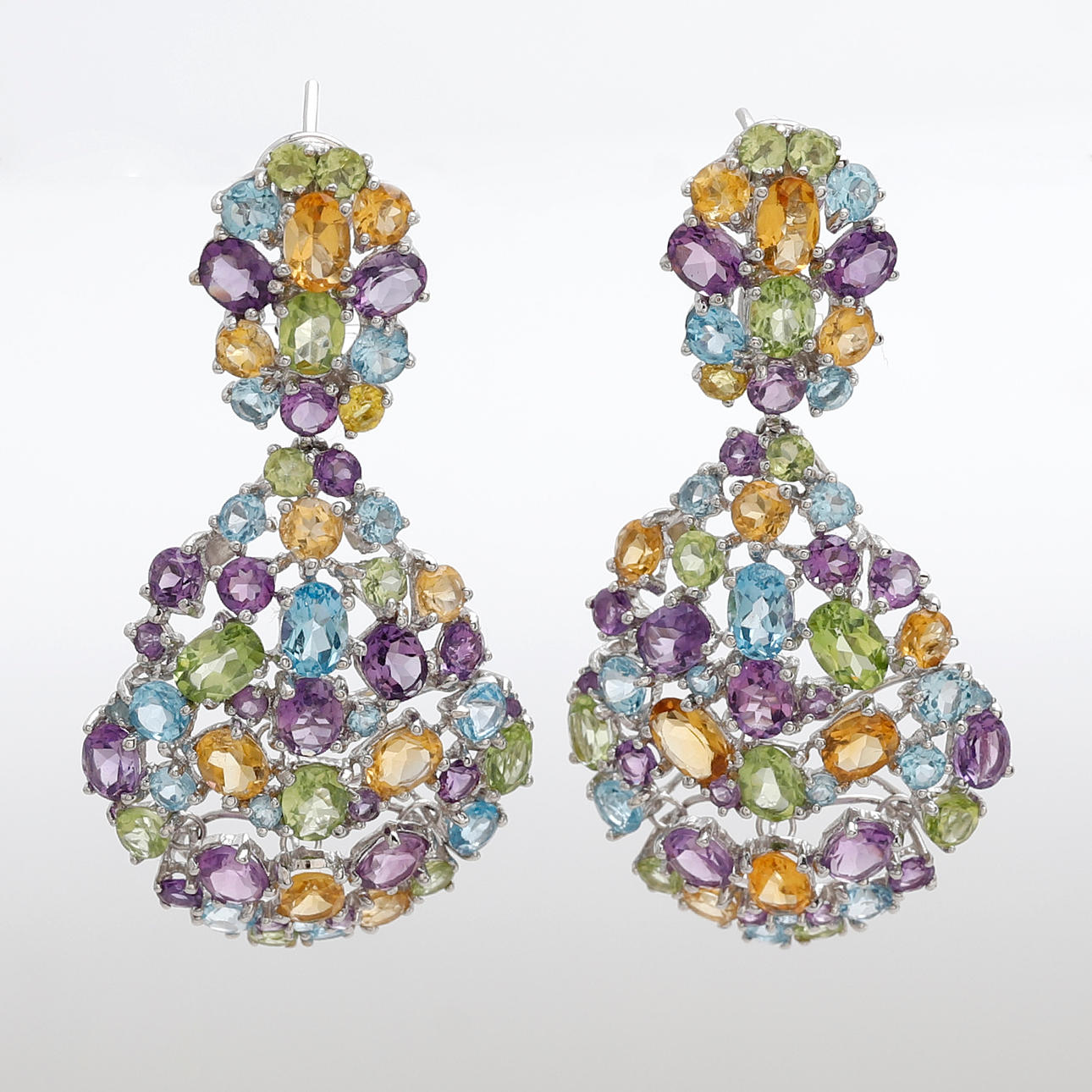 Gemstones long earrings.