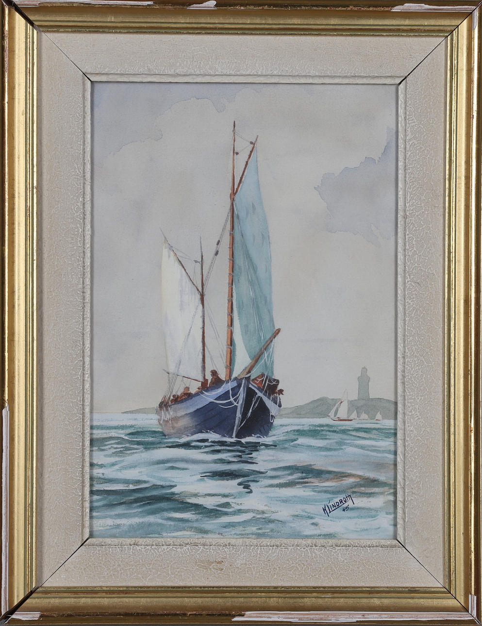 KURT LINDROTH. Watercolor, signed and dated 45.