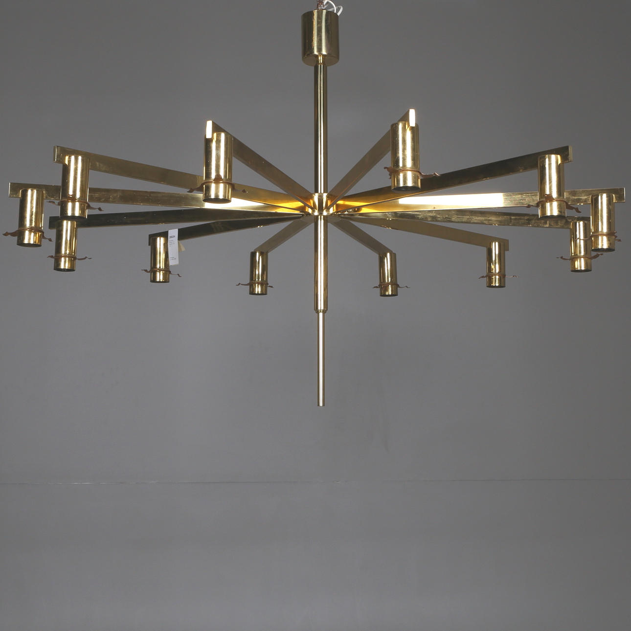 TAKLAMPA, mässing, 12 st ljusarmar, 1900-tal.