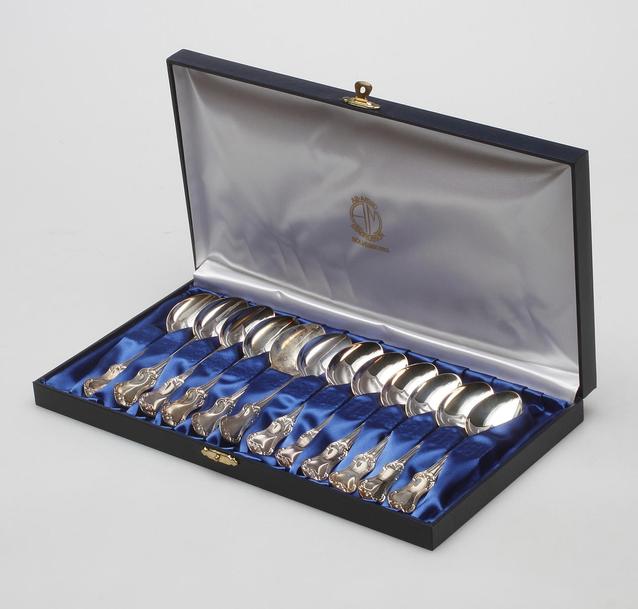 KAFFESKEDAR, 12 delar, MEMA, "Olga", Silver, 196 gram.