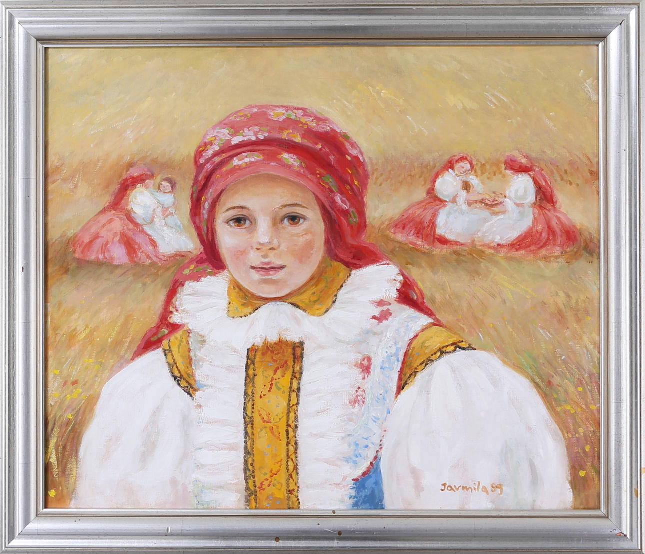 JARMILA HAKLOVA-BULLA. Porträtt, olja på duk, signerad och daterad -89.