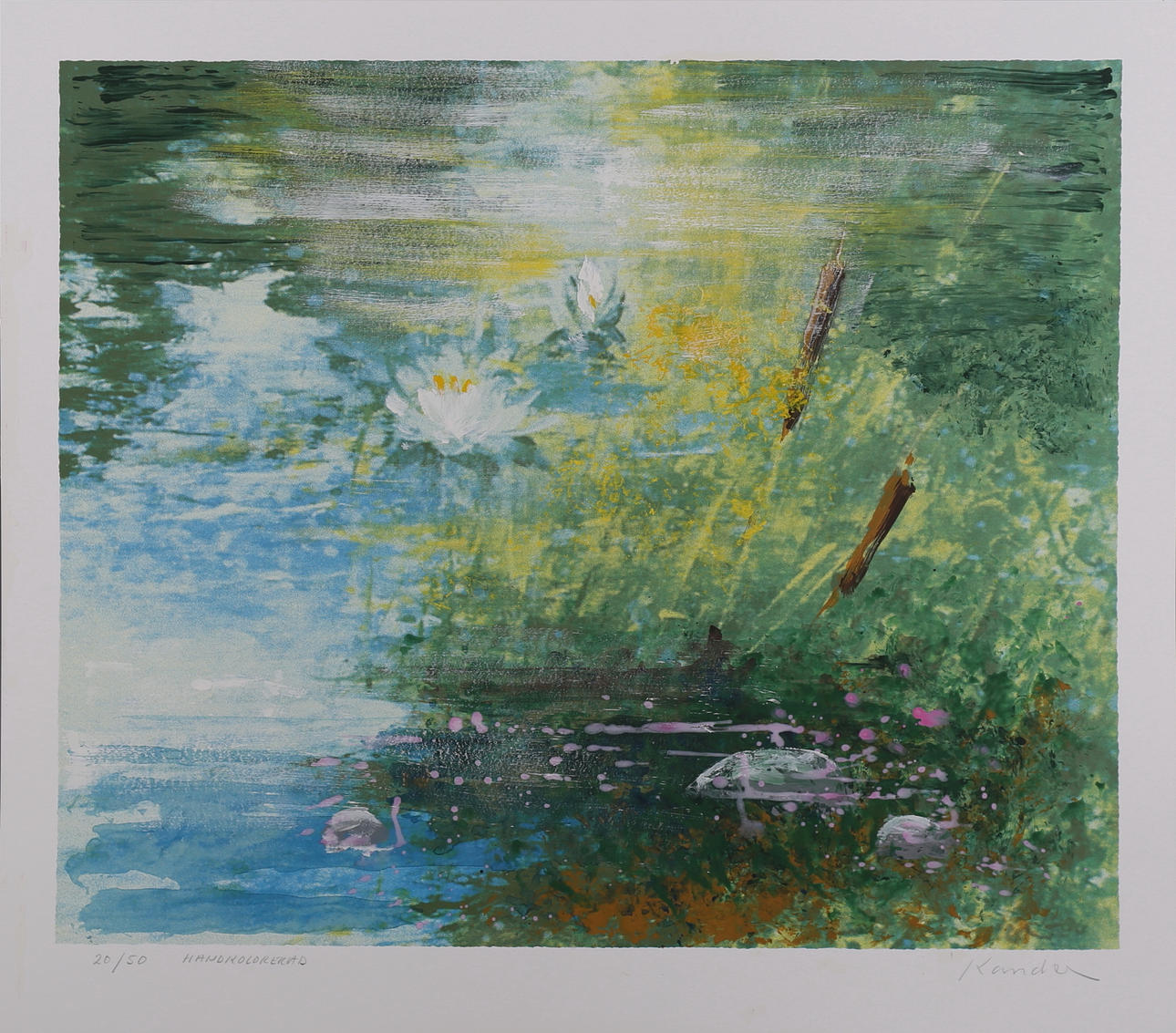 LEIF KANDER. "Drömträdet" handkolorerad färgserigrafi, numrerad 20/50, signerad Kander.