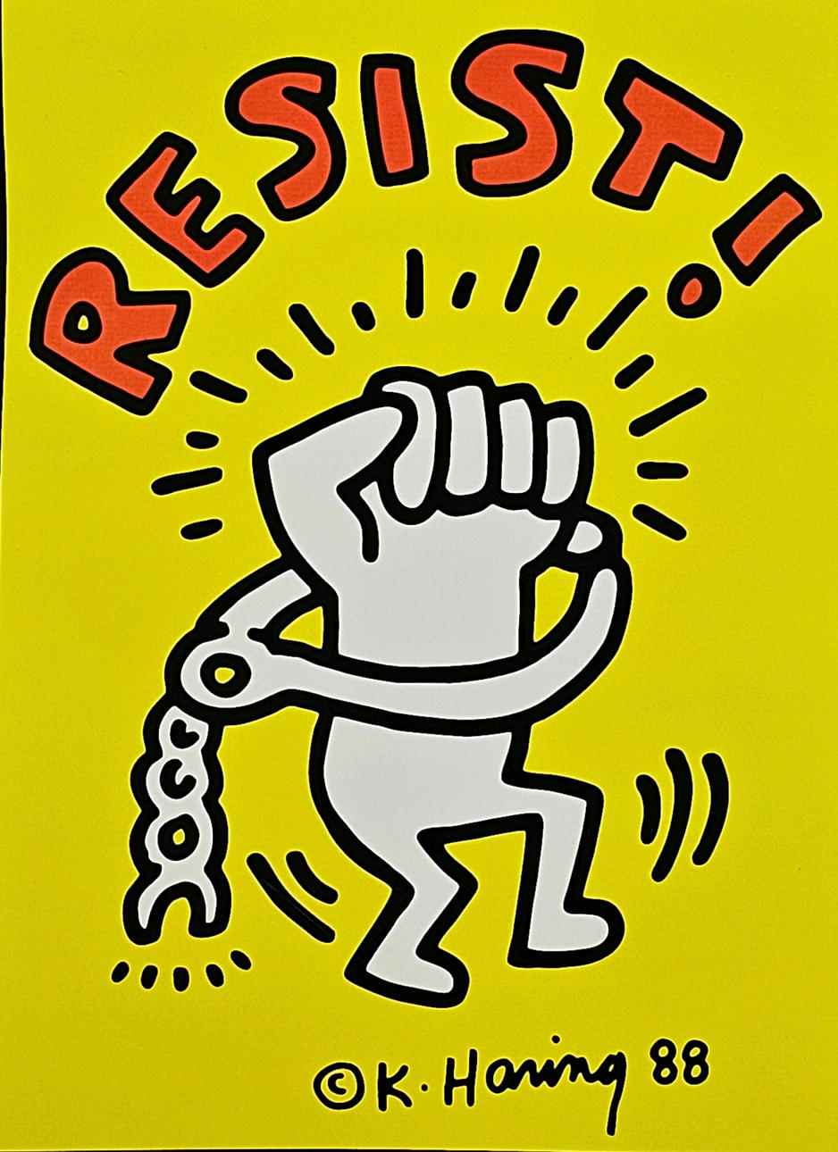 KEITH HARING. REPLIK. WIDERSTAND!, 1988. PLAKAT AUF PAPIER.