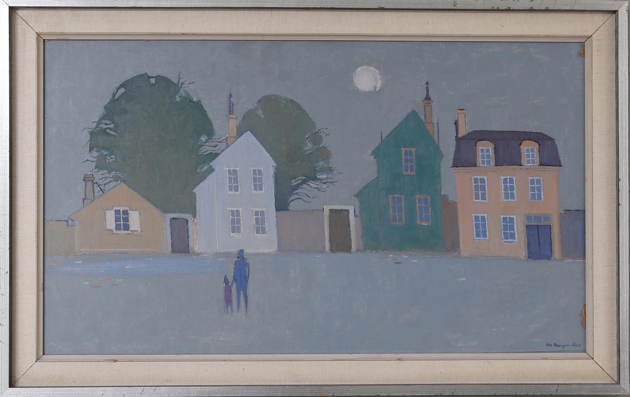 ÅKE PETTERSSON-NÅW. "Här föddes pappa", olja på pannå, signerad.