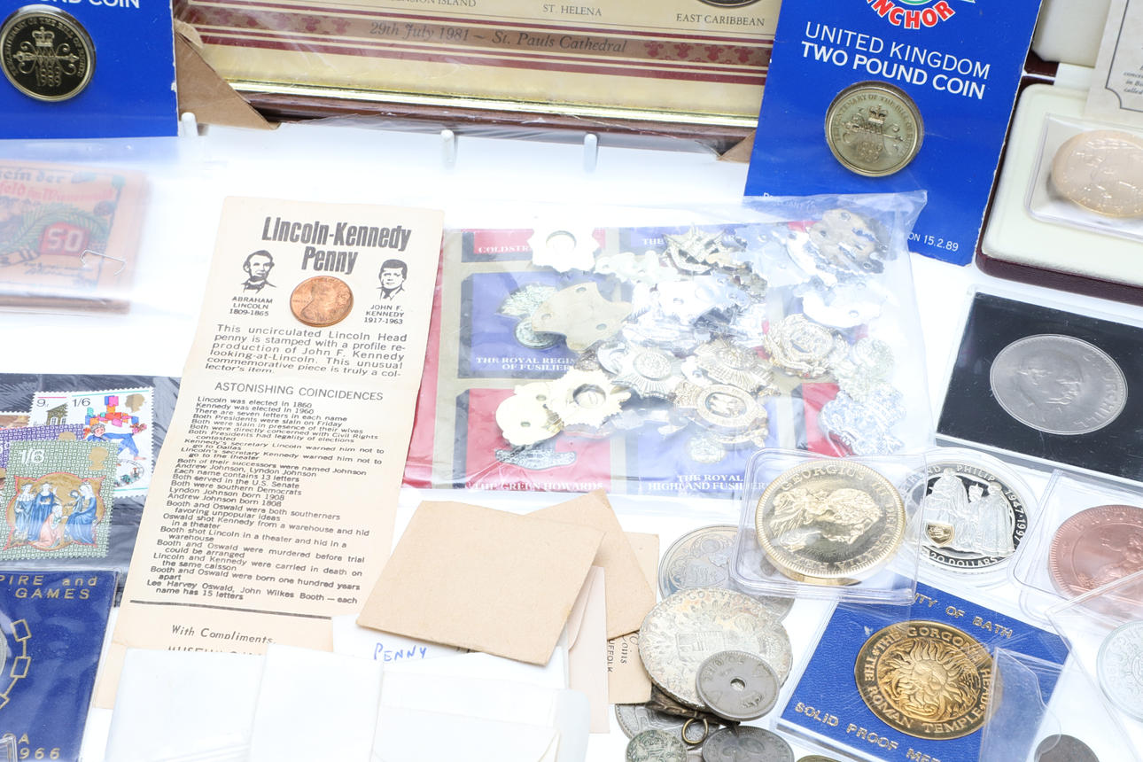 A LARGE COLLECTION OF WORLD COINAGE AND OTHER RELATED ITEMS. Coins ...