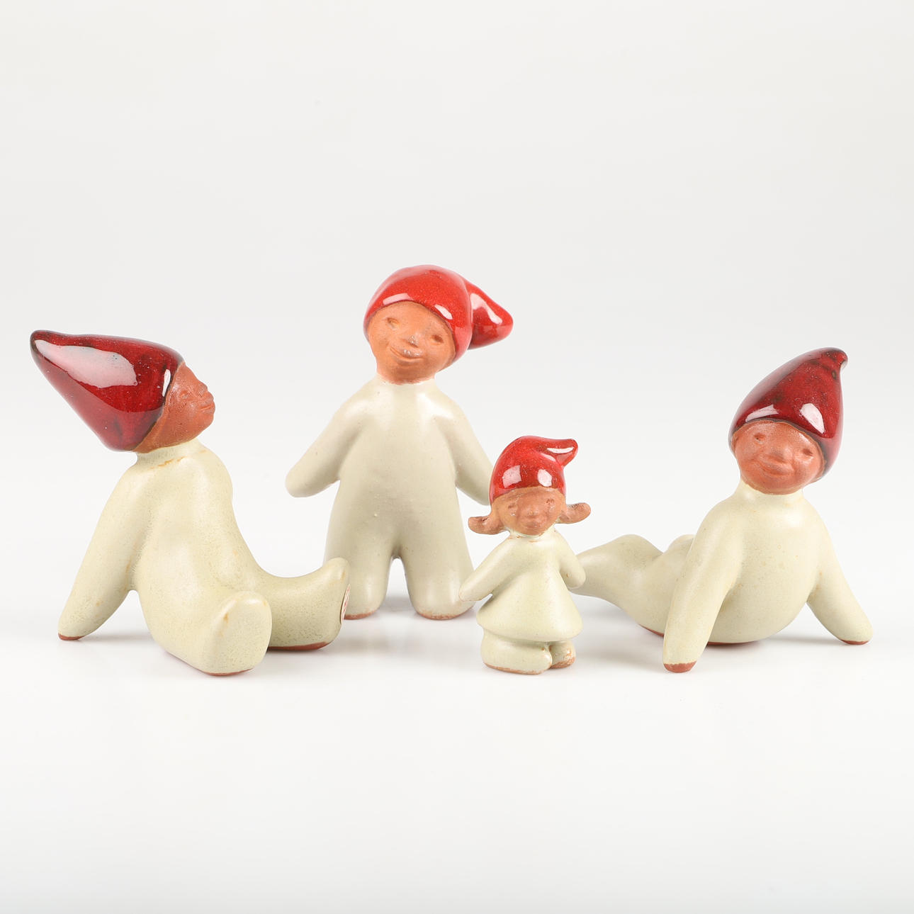 FIGURINES, 4 elves, ceramics, Ramsing, Denmark.