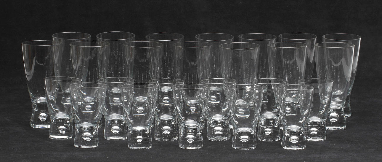 SERVISDELAR, glas, 25 delar, Gunnar Ander, Lindshammar, 1900-tal.