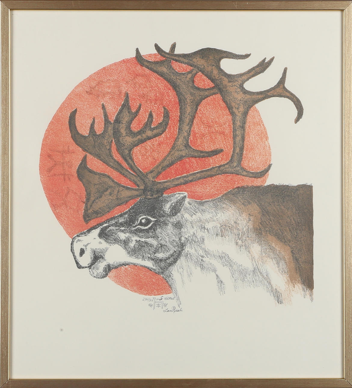 LARS PIRAK. Färglitografi, ren, signerad samt daterad Lars Pirak, 286/310.