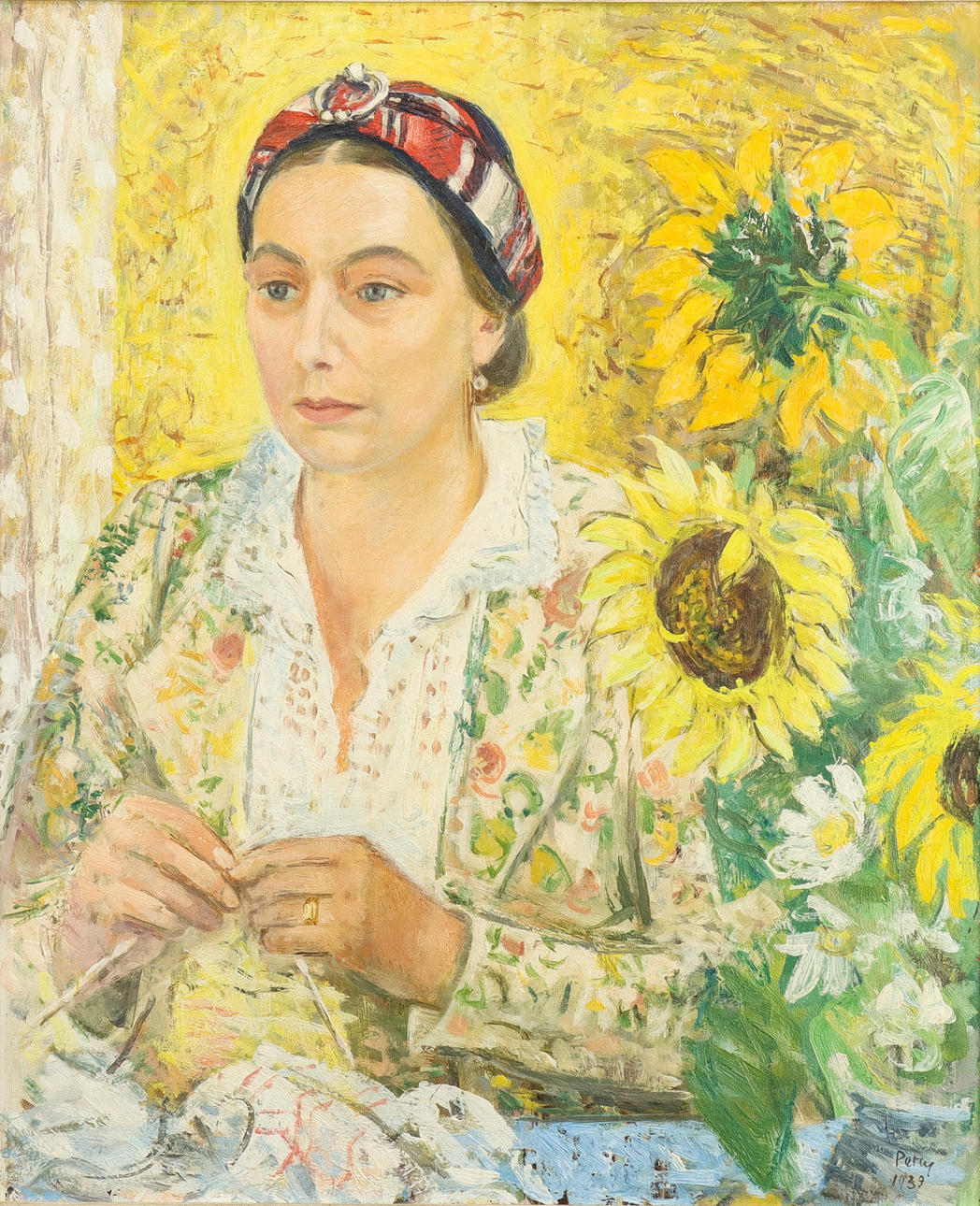 ARTHUR PERCY. Kerstin in turban, oil on canvas, signed and dated Vickleby 1939.
