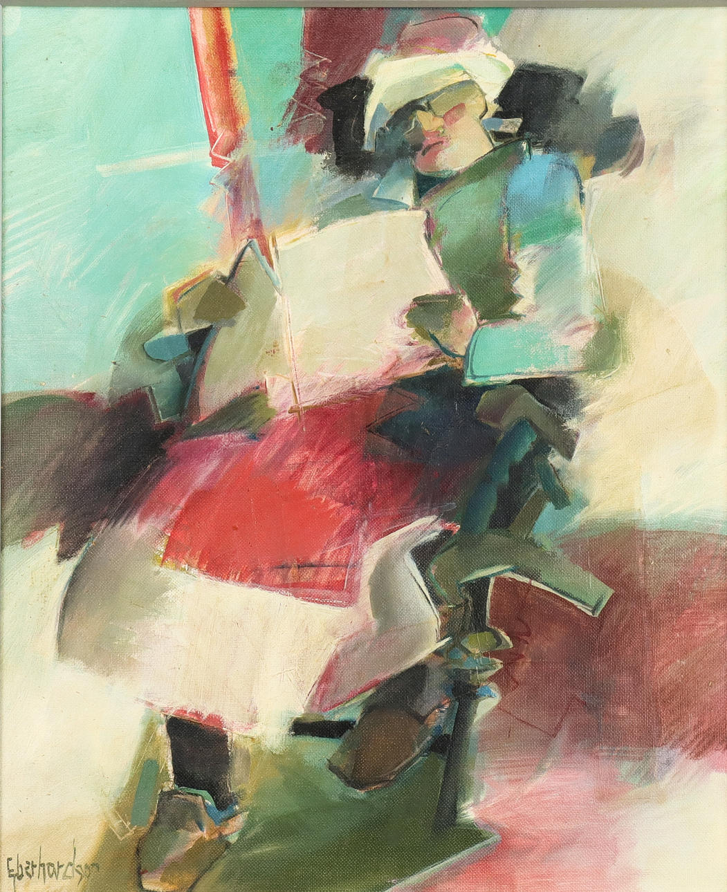 EBBE EBERHARDSON. The evening hour. Oil on masonite, signed.