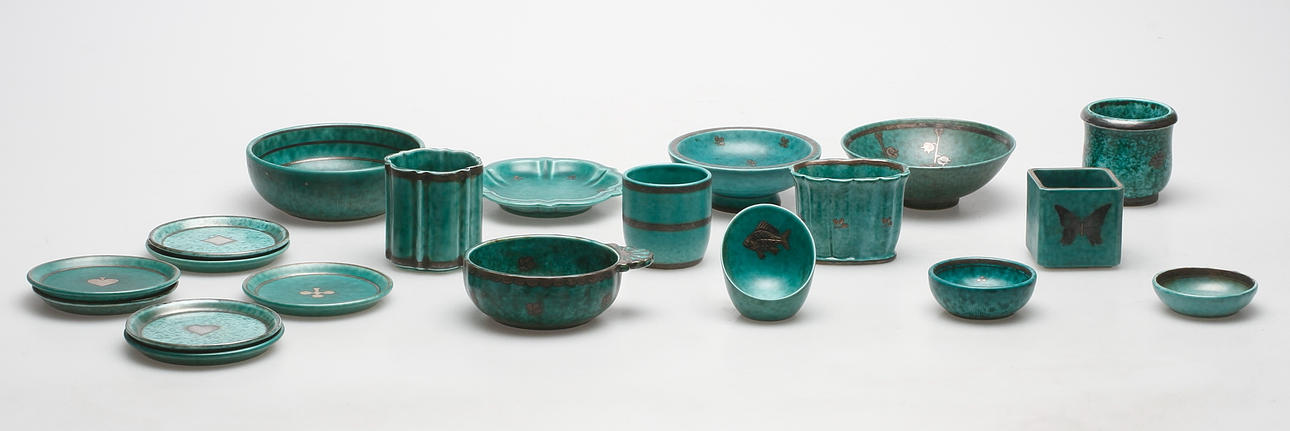 STENGODS, 20 delar, Argenta, Wilhelm Kåge, Gustavsberg, signerade.