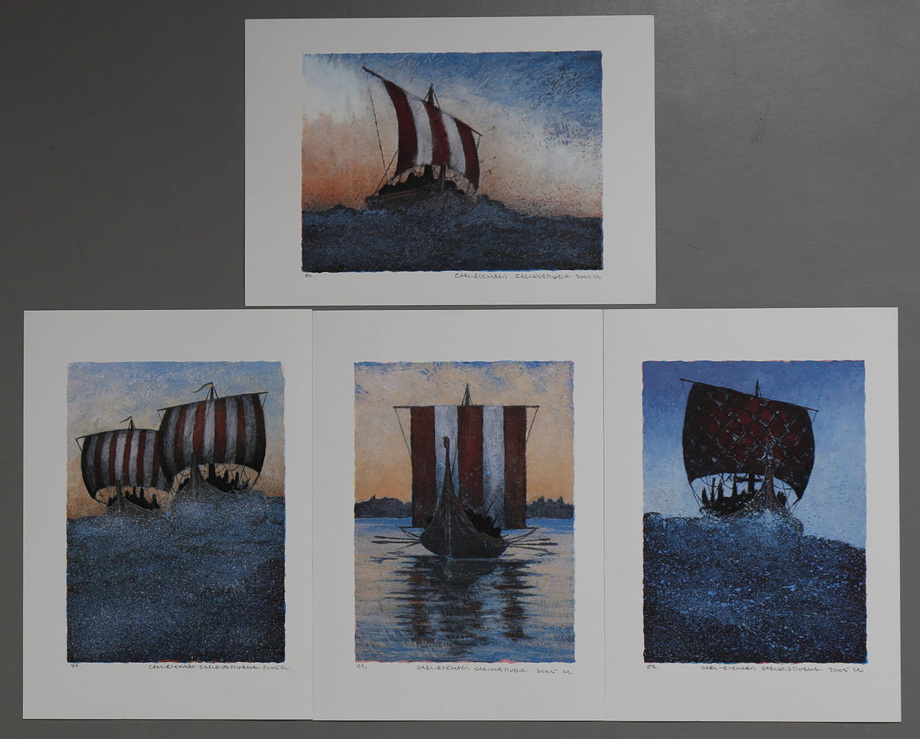 KARL RICKARD CARLENSTIERNA. Färglitografier, 4 st, marinmotiv, signerade, numrerad EA samt daterad 2005.