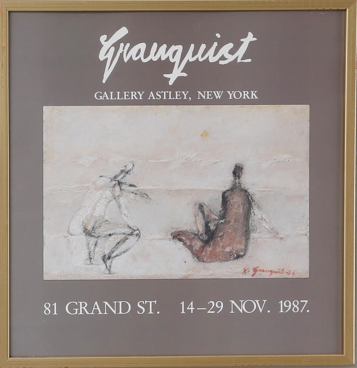 OIDENTIFIERAD KONSTNÄR. Utställningsaffisch, Granquist, Gallery Astley New York, 1987.